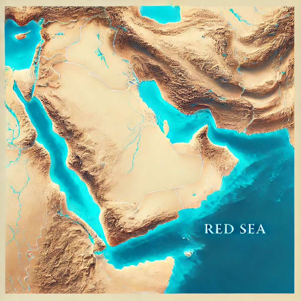 A map of Saudi Arabia highlighting the Red Sea